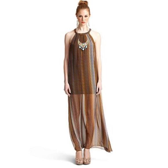 Bar III Sleeveless Halter Chiffon Maxi Dress - Picture 1 of 9